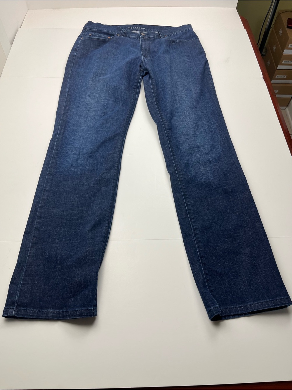 Mott & Bow Straight 34 x 34 Men's Dark Blue Wash Jeans Denim Pockets Stretch